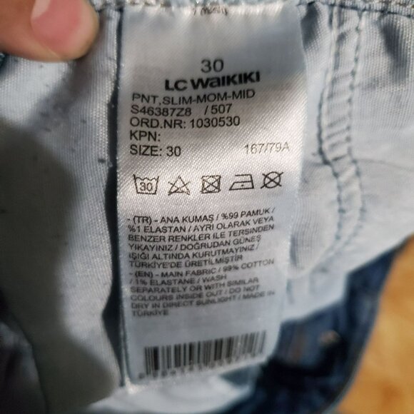LC Waikiki Jeans Womens 30 Blue Slim Mom Style Mid-Rise Cotton Blend Denim - Picture 4 of 12